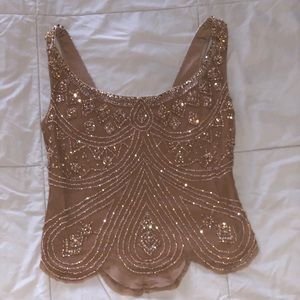 Reem Acra Hand Embroidered Silk Top